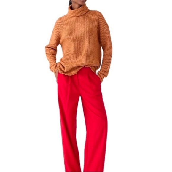 J. CREW Brushed Yarn Wool/Alpaca Oversized Turtleneck Sweater, Camel, Size Small - Picture 12 of 16